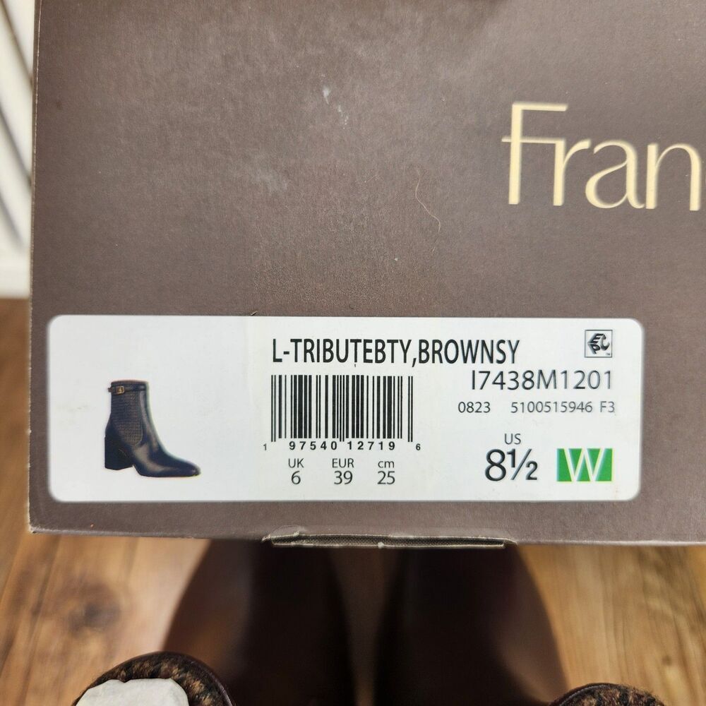 Franco Sarto Tribute Bootie Womens Sz 8.5W Wide Brown Leather Heeled Ankle Boots - Picture 13 of 13